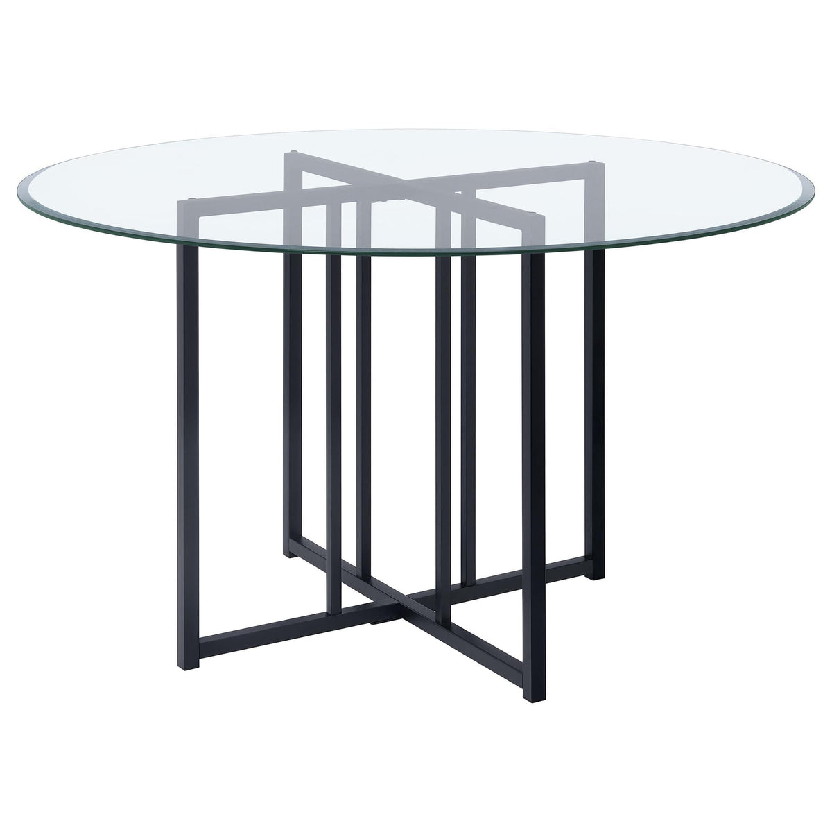 Pace 48-inch Round Glass Top Dining Table Matte Black — product image 3