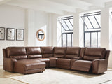 DeepWakes Canyon Leather 6-Piece Power Reclining Sectional with Chaise - image 1