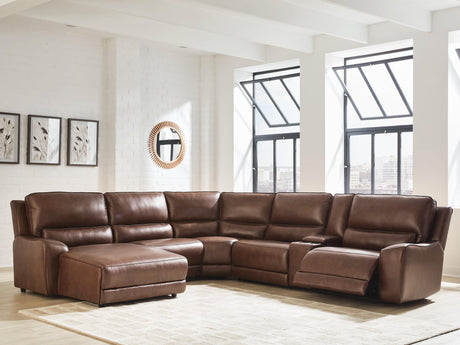 DeepWakes Canyon Leather 6-Piece Power Reclining Sectional with Chaise - image 1