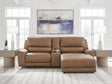DeepWakes Caramel Leather 3-Piece Power Reclining Sectional with Chaise - image 1