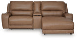 DeepWakes Caramel Leather 3-Piece Power Reclining Sectional with Chaise - image 2