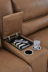 DeepWakes Caramel Leather 3-Piece Power Reclining Sectional with Chaise - image 3