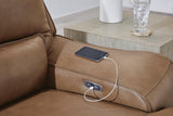 DeepWakes Caramel Leather 3-Piece Power Reclining Sectional with Chaise - image 4