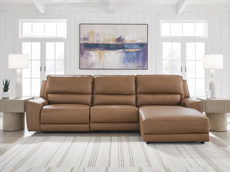 DeepWakes Caramel Leather 3-Piece Reclining Sofa Chaise - image 1