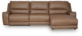 DeepWakes Caramel Leather 3-Piece Reclining Sofa Chaise - image 2