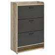 Denia 3-tier shoe storage cabinet antique pine and grey angled view