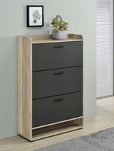 Denia 3-tier shoe storage cabinet antique pine and grey top storage surface