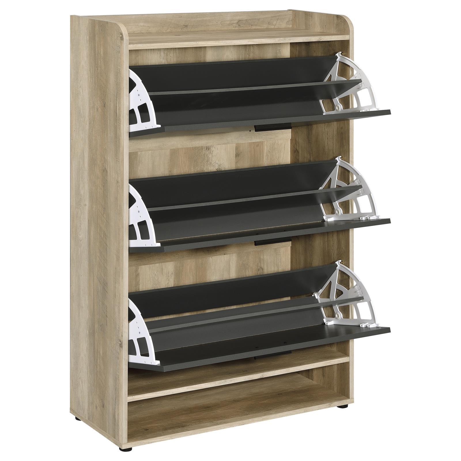 Denia 3-tier shoe storage cabinet side profile