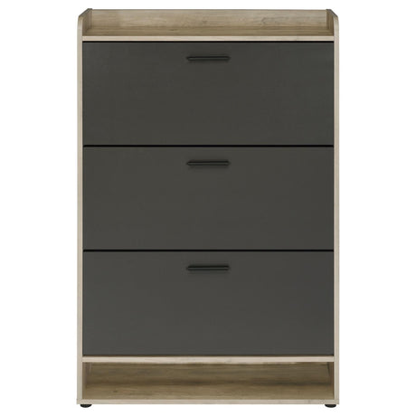 Denia 3-tier shoe storage cabinet drawer pull handle detail