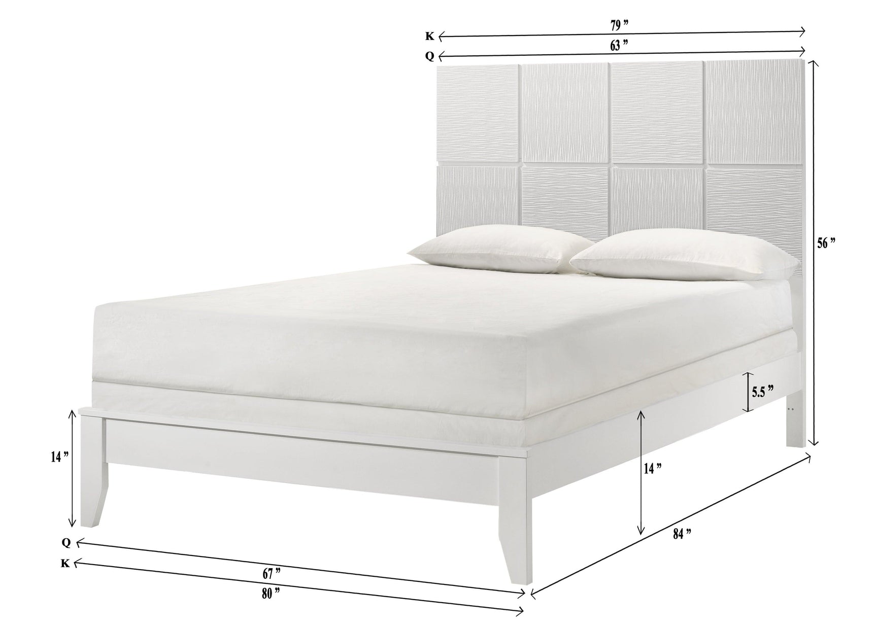 Denker Evan White Paneled Bedroom Set king bed side profile