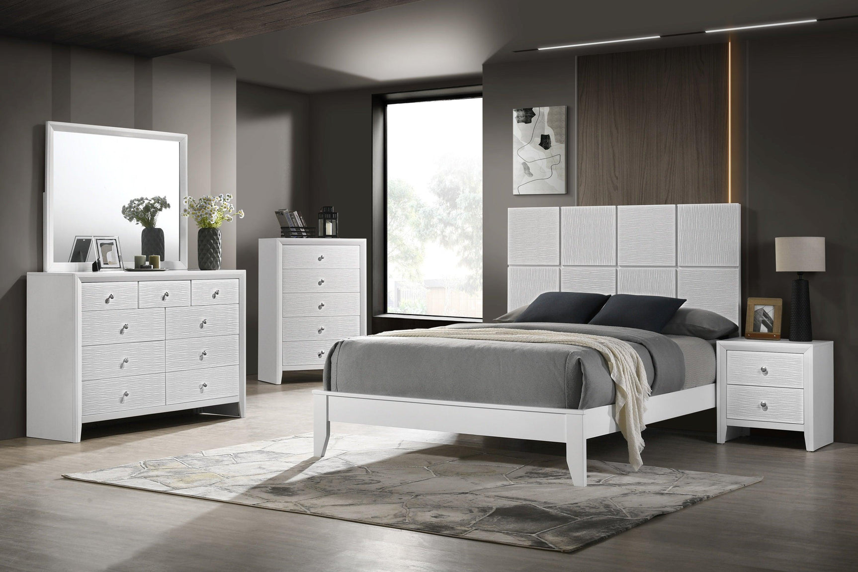 Denker Evan White Full Bed - headboard detail