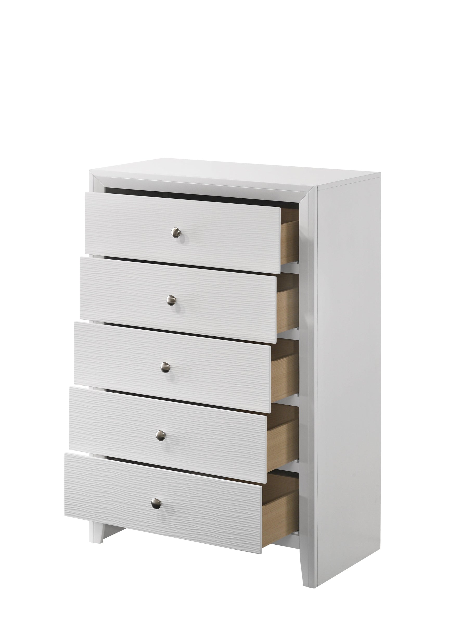 Denker Evan White queen bed assembled overview
