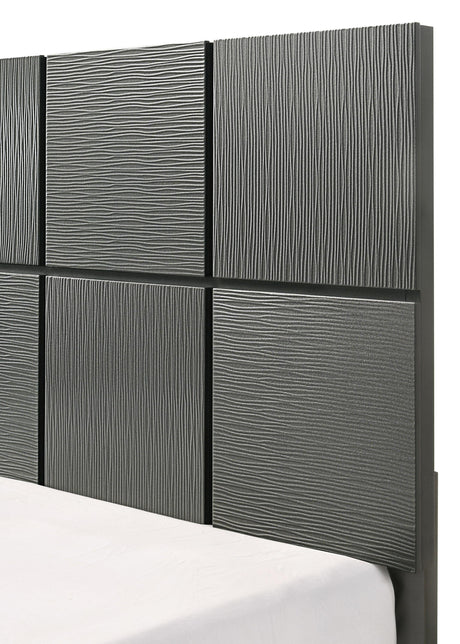 Denker Gunmetal Panel Full Bed from corner angle