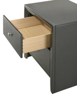 Side angle of Denker Gunmetal Panel Full Bed