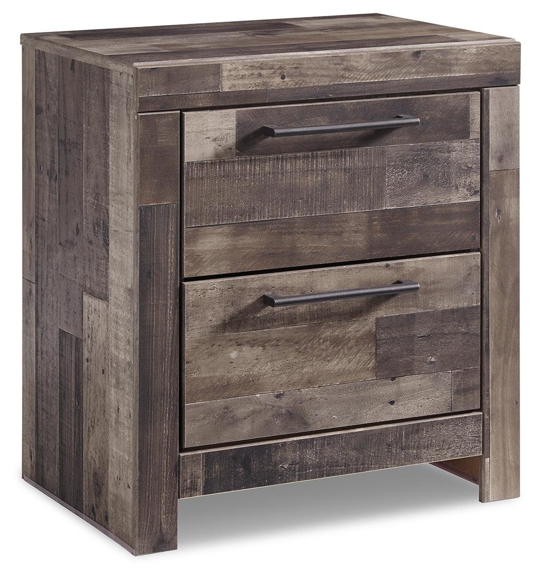 Close-up main view of Derekson Multi Gray Panel Storage Bedroom Set bed