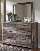 Bedroom setting with Derekson Multi Gray Panel Storage Bedroom Set