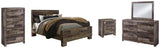 Derekson Multi Gray Panel Bedroom Set bed side view