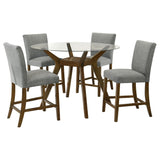 Paxton 5-Piece Round Glass Top Counter Height Dining Set Grey — product image 2