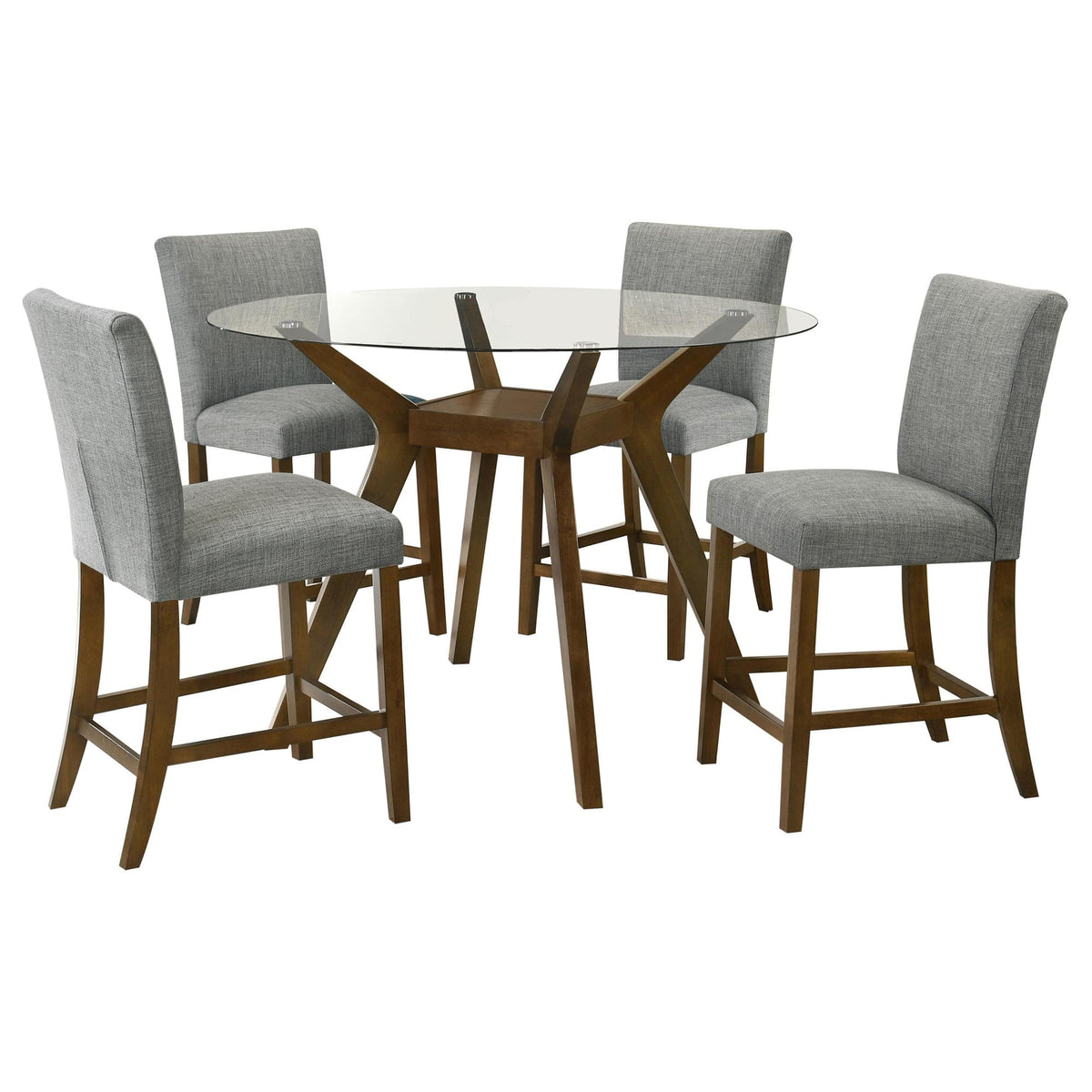 Paxton 5-Piece Round Glass Top Counter Height Dining Set Grey — product image 2