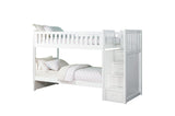 Side view of Galen White Twin Over Twin Youth Bedroom Set stair steps