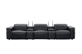 Diamante Black Italian Leather 5-Piece Power Reclining Home Theater Sectional view 6