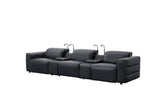 Diamante Black Italian Leather 5-Piece Power Reclining Home Theater Sectional view 7