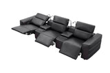 Diamante Black Italian Leather 5-Piece Power Reclining Home Theater Sectional view 8