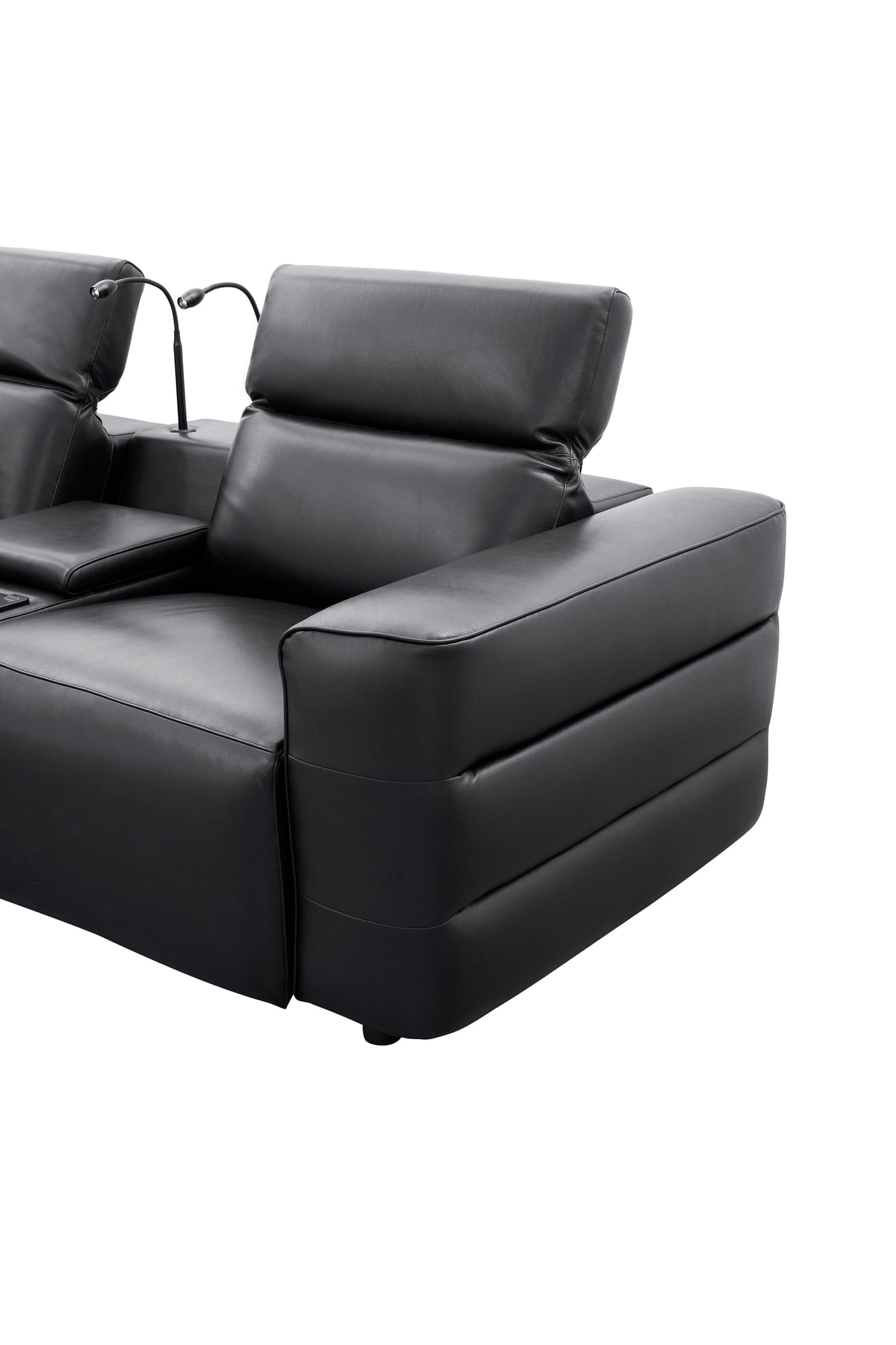 Diamante Black Italian Leather 5-Piece Power Reclining Home Theater Sectional view 13