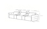 Diamante Black Italian Leather 5-Piece Power Reclining Home Theater Sectional view 17