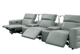 Diamante Grey Italian Leather 5-Piece Power Reclining Home Theater Sectional view 6