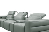 Diamante Grey Italian Leather 5-Piece Power Reclining Home Theater Sectional view 9