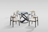 Dimi 5-Piece Dining Set with Clear Glass Table and Black Iron Infinity Base view 2