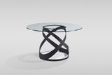Dimi 5-Piece Dining Set with Clear Glass Table and Black Iron Infinity Base view 8