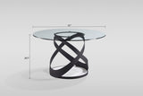 Dimi 5-Piece Dining Set with Clear Glass Table and Black Iron Infinity Base view 12