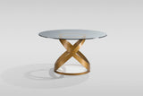 Dimi 5-Piece Dining Set with Clear Glass Table and Bronze Infinity-Loop Base view 8