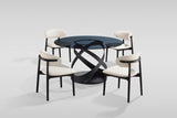 Dimi 5-Piece Dining Set with Smoke Glass Table and Black Iron Infinity Base view 2