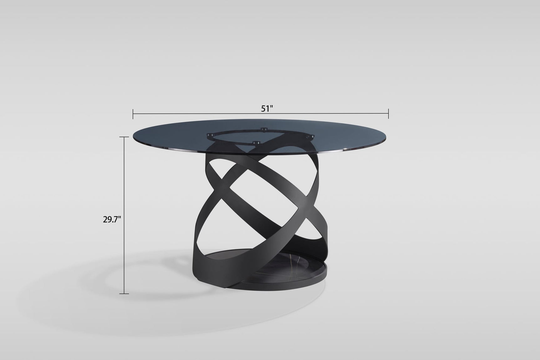 Dimi 5-Piece Dining Set with Smoke Glass Table and Black Iron Infinity Base view 11