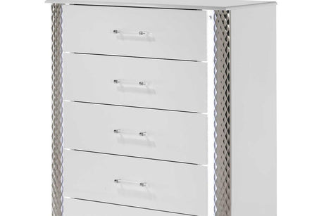 Dina White LED Nightstand side profile - Ella Furniture
