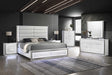 Dina White LED Upholstered Storage Platform Bedroom Set bed main view