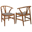 Dinah Danish Y-shaped Back Wishbone Dining Side Chair walnut brown front view