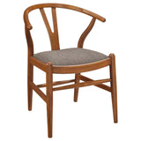 Wishbone Dining Side Chair close-up of Y-shaped back walnut finish