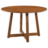 Dinah round walnut solid wood dining table top view showing convex edge