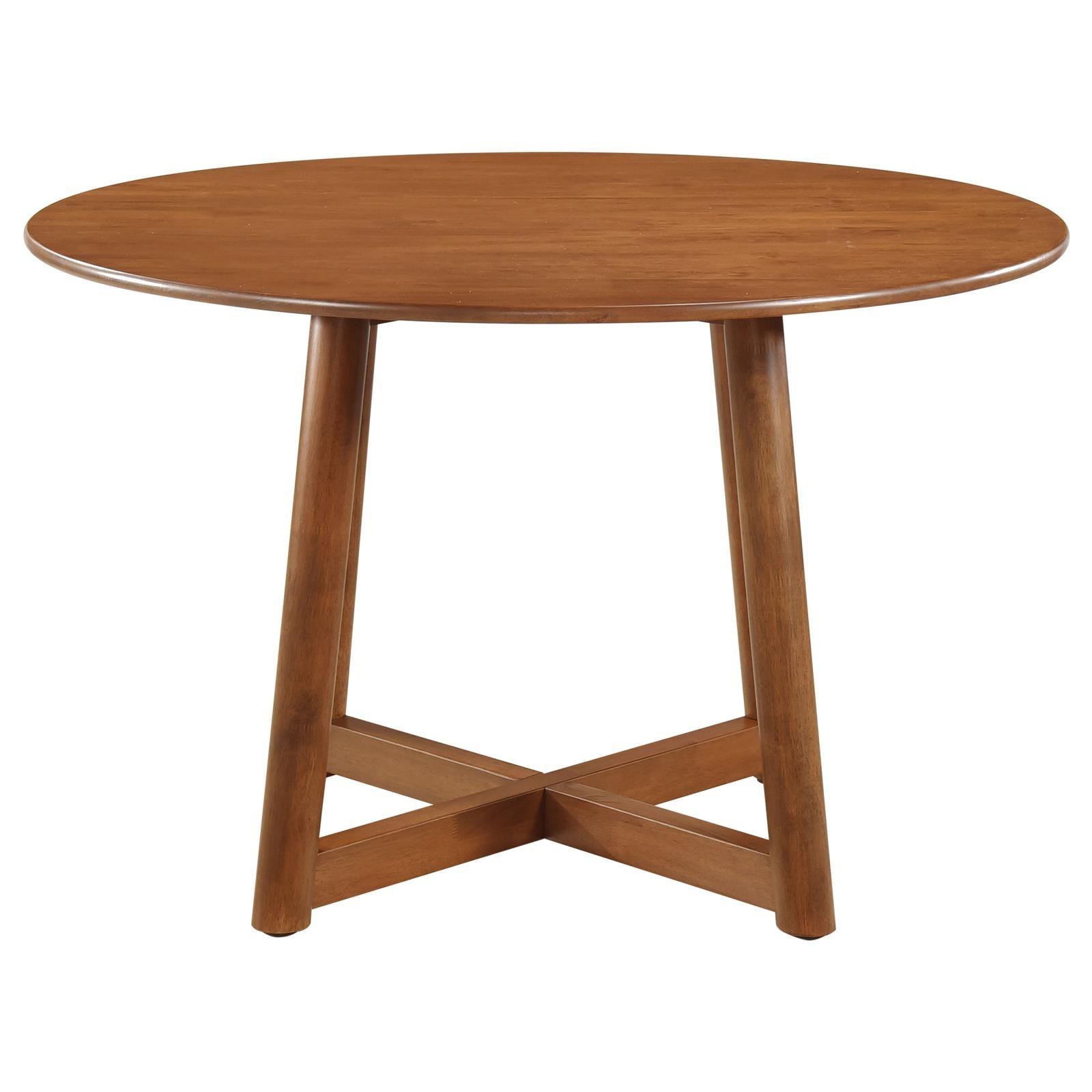 Dinah round walnut dining table full view in room setting