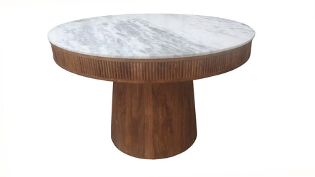 Ortega 46-inch round dining table with marble top - front angle