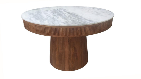 Ortega 46-inch round dining table with marble top - front angle