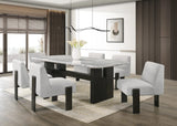 Diva Light Gray Genuine Marble Table + 6 Chairs from Decor Furniture