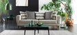 Dolce Padua cream and blue 3-seater sofa bed front angle
