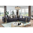 Donovan Black Velvet Sectional Sofa with Metal Legs from Decor Furniture