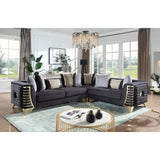 Donovan Black Velvet Sectional Sofa with Metal Legs from Decor Furniture