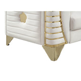 Donovan Cream Velvet Sectional Sofa with Metal Legs and Pillows view 2